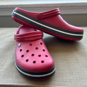 CROCS Unisex Red Slip-On Loafers Crocband Clog, Pepper. 12 Women/10 Men